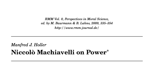 Niccolò Machiavelli on Power